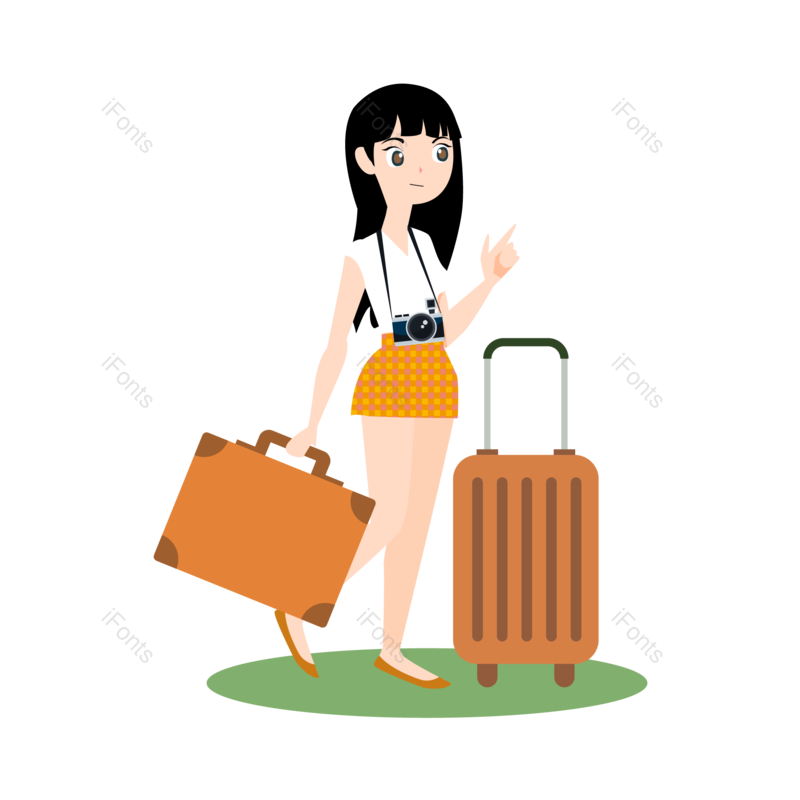 橘黄色图片,上学元素,开学季PNG,女大学生免抠素材